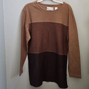 Vintage Bechcamel Brown Tan Color Block Longsleeve T Shirt Large